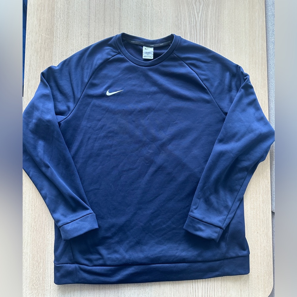Nike Dri-Fit Sweatshirt Mens Size L Blue Lined Athletic Perfomance